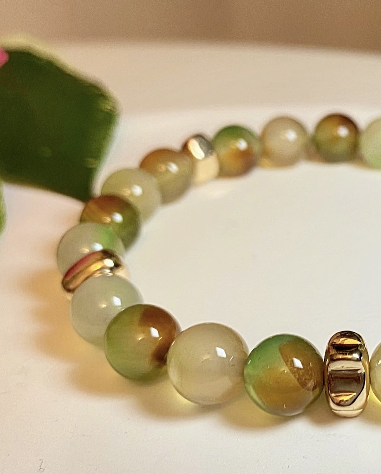 Peacock Agate & Gold Harmony Bracelet photo 2