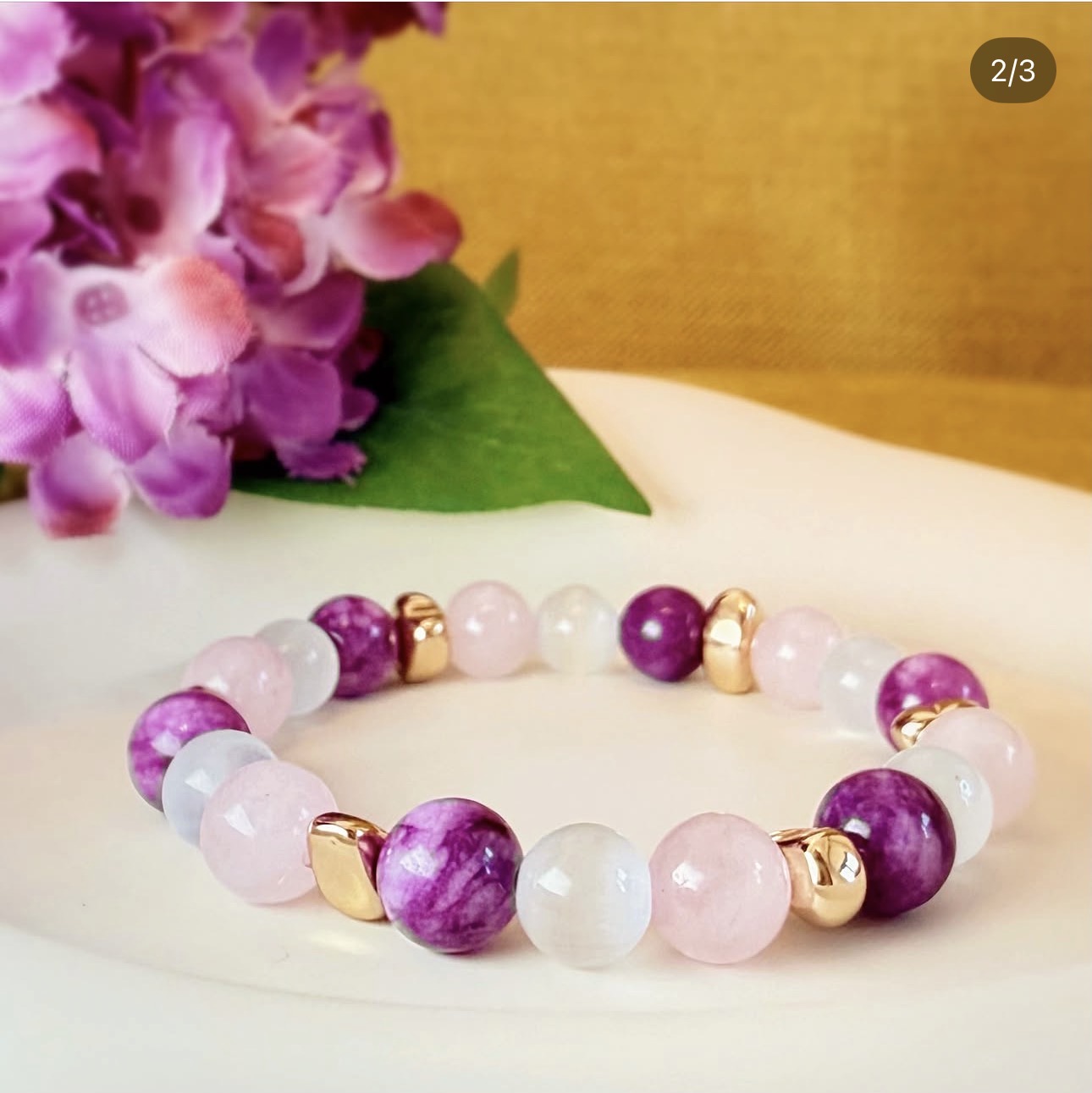 Rose quartz and purple spodumene Harmony Bracelet