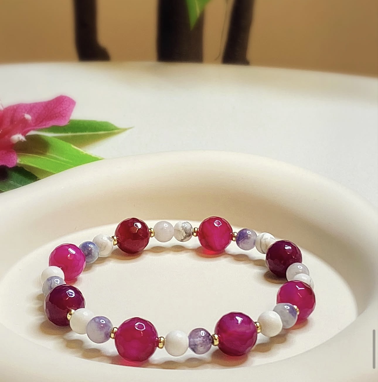 Fuchsia Agate Harmony Bracelet