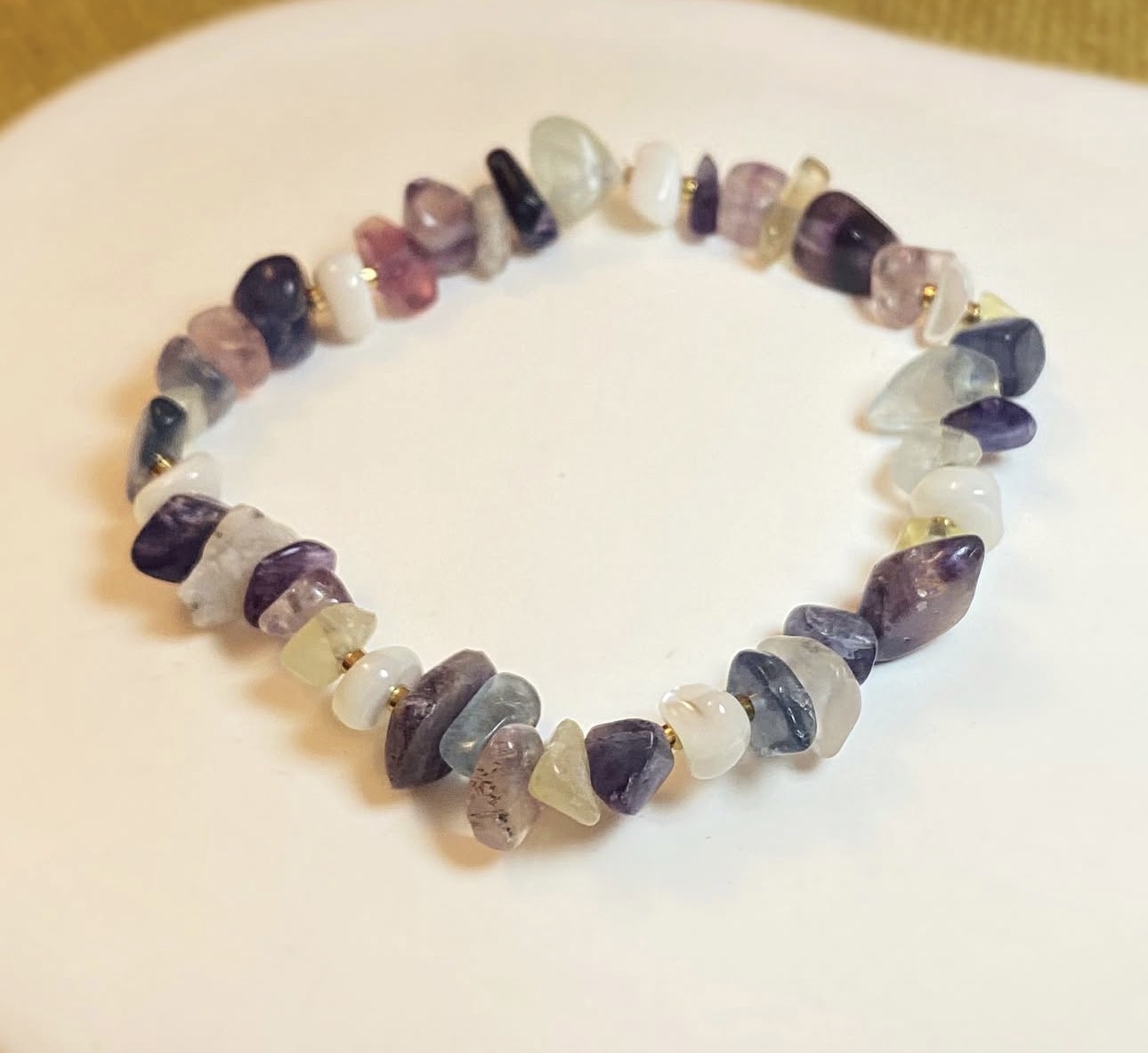 Fluorite Chips & White Shell Harmony Bracelet photo 2