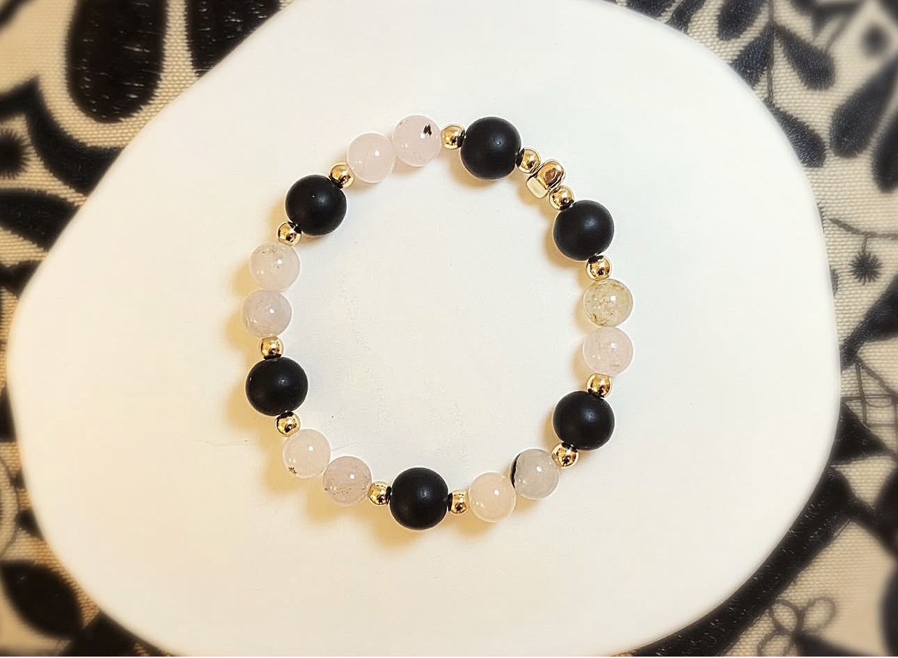 Black Onyx & Blush Agate Harmony Bracelet photo 2