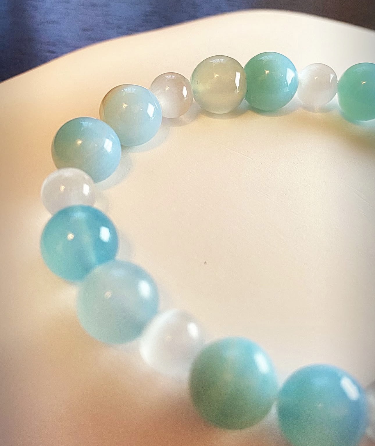 Light Blue Agate & White Cat Eye Harmony Bracelet photo 2