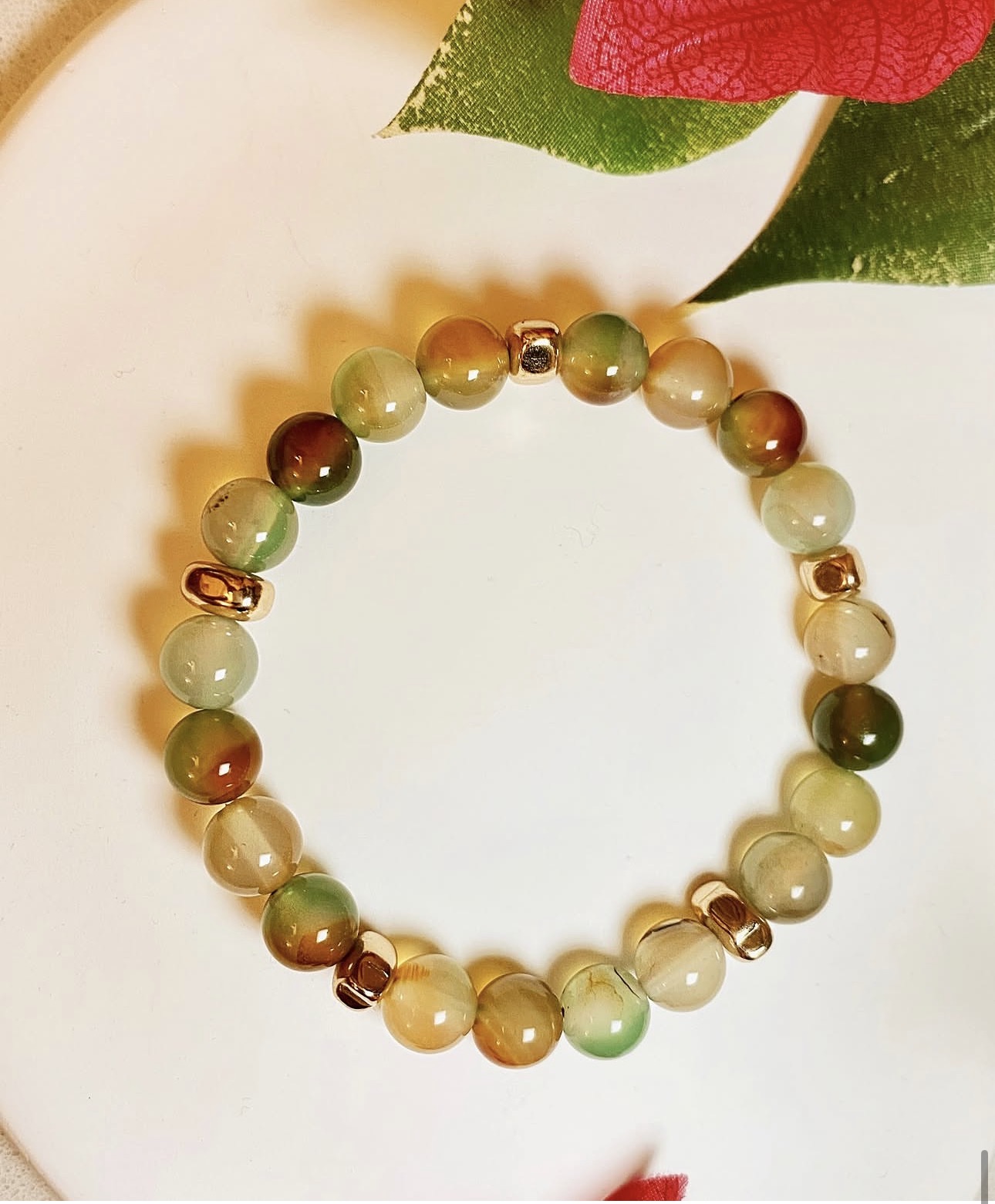 Peacock Agate & Gold Harmony Bracelet