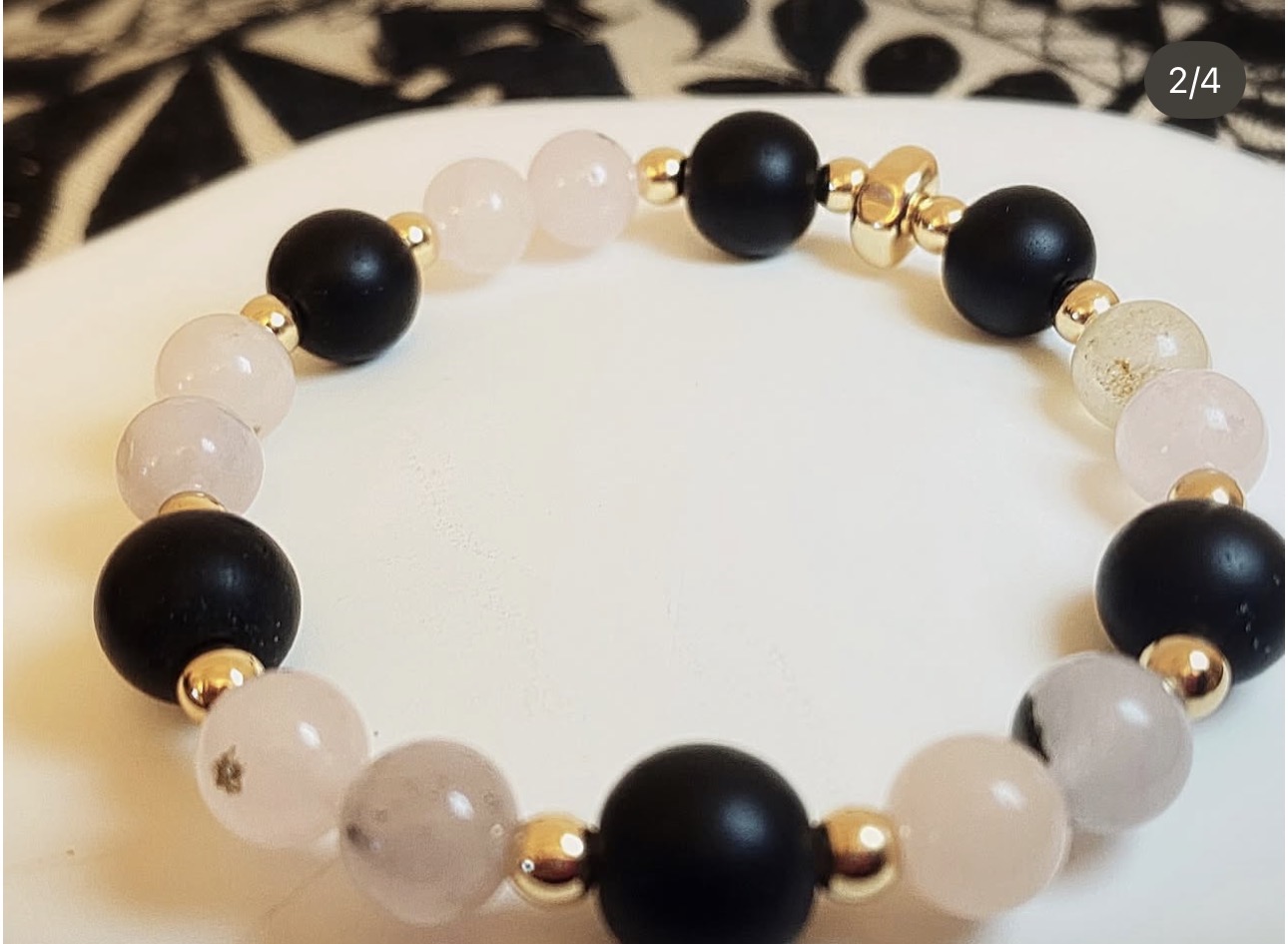 Black Onyx & Blush Agate Harmony Bracelet photo 3