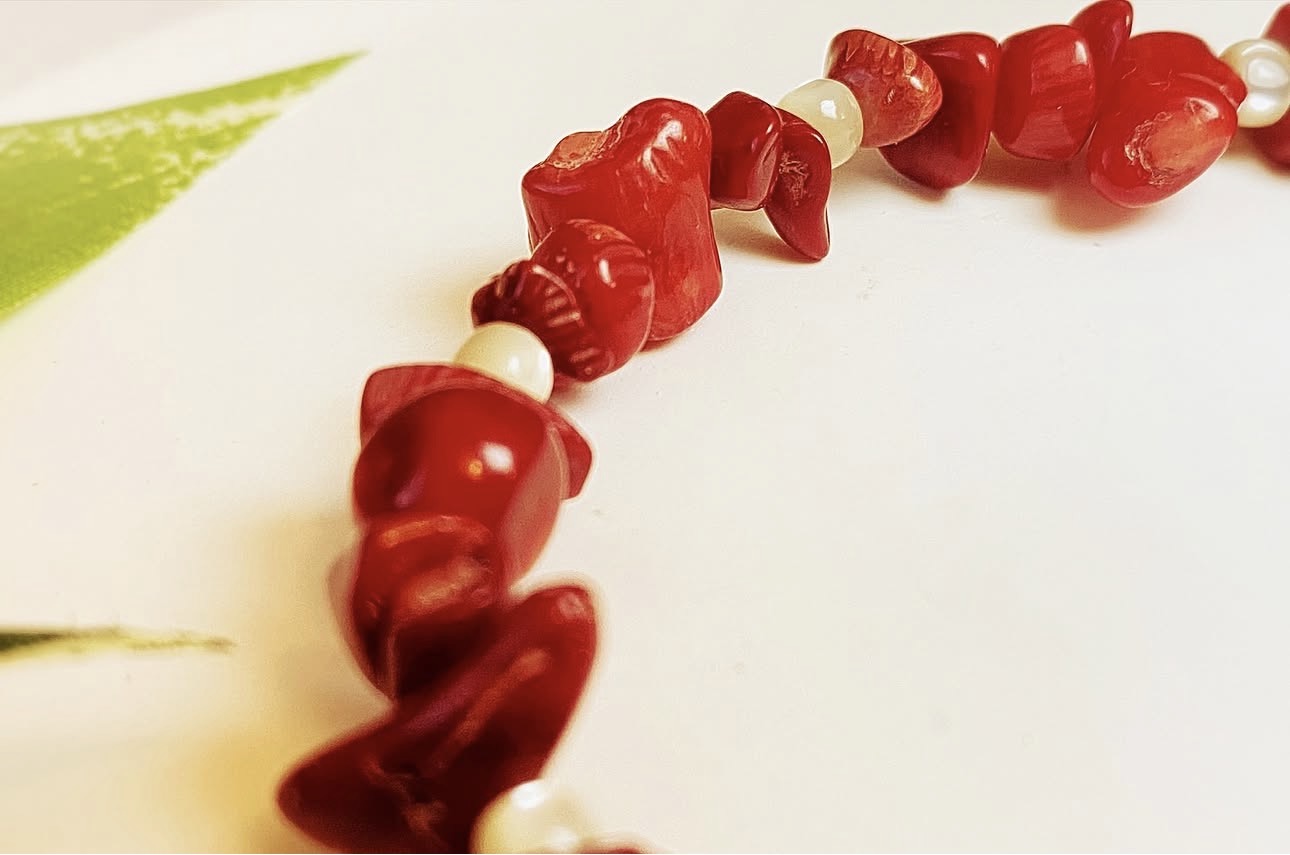 Red Coral & Sea Shell Harmony Bracelet photo 3