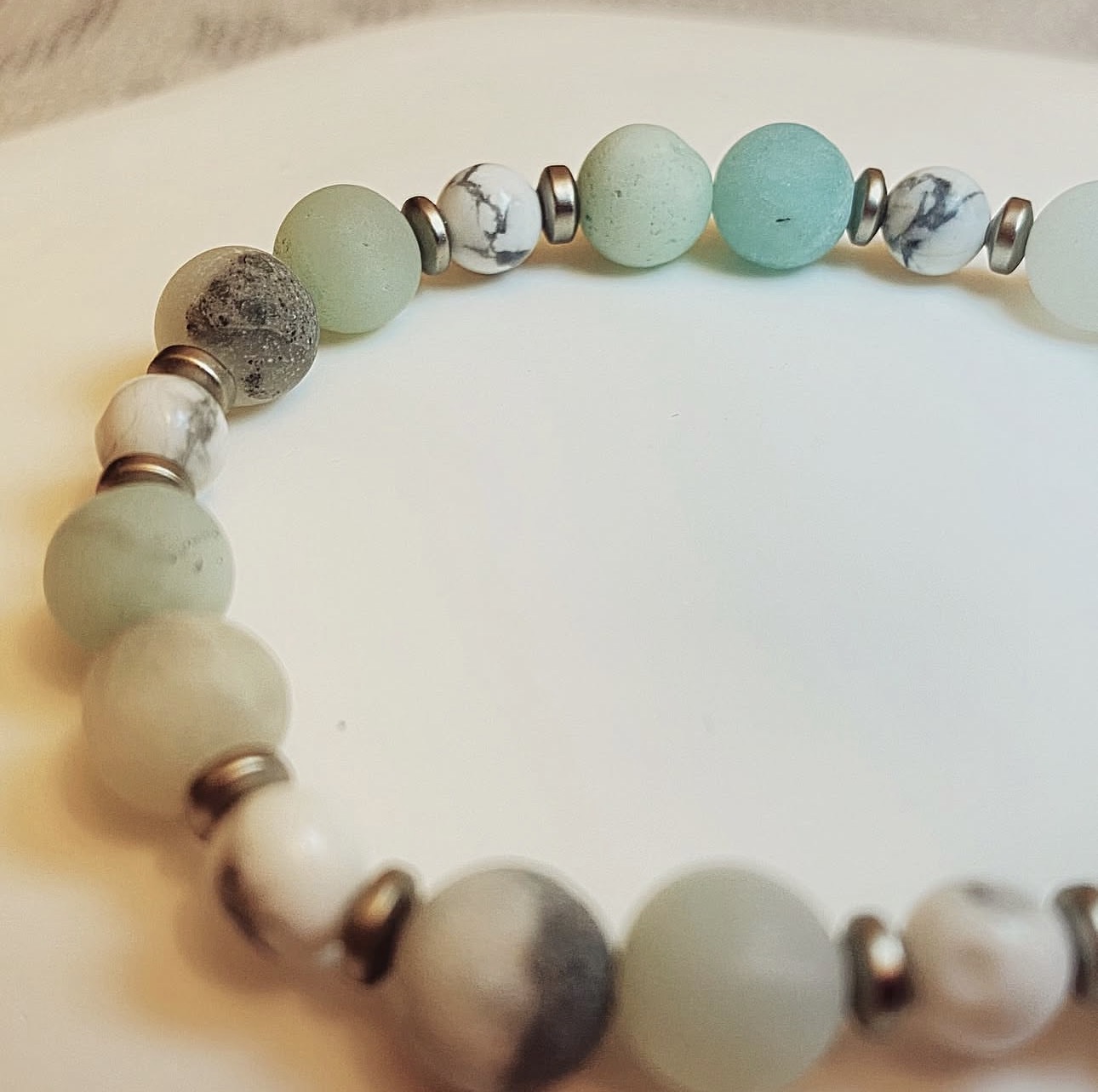 Matte Amazonite, Howlite & Hematite Harmony Bracelet photo 2
