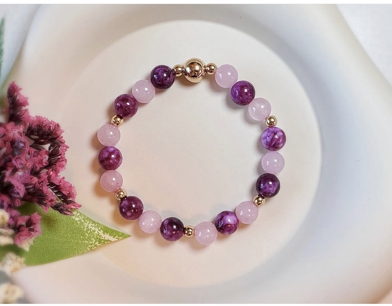 Purple Spodumene & Rose Quartz Harmony Bracelet
