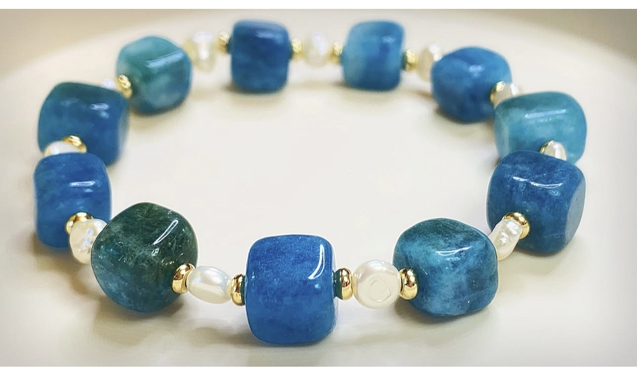 Blue Apatite & Pearls Harmony Bracelet photo 2