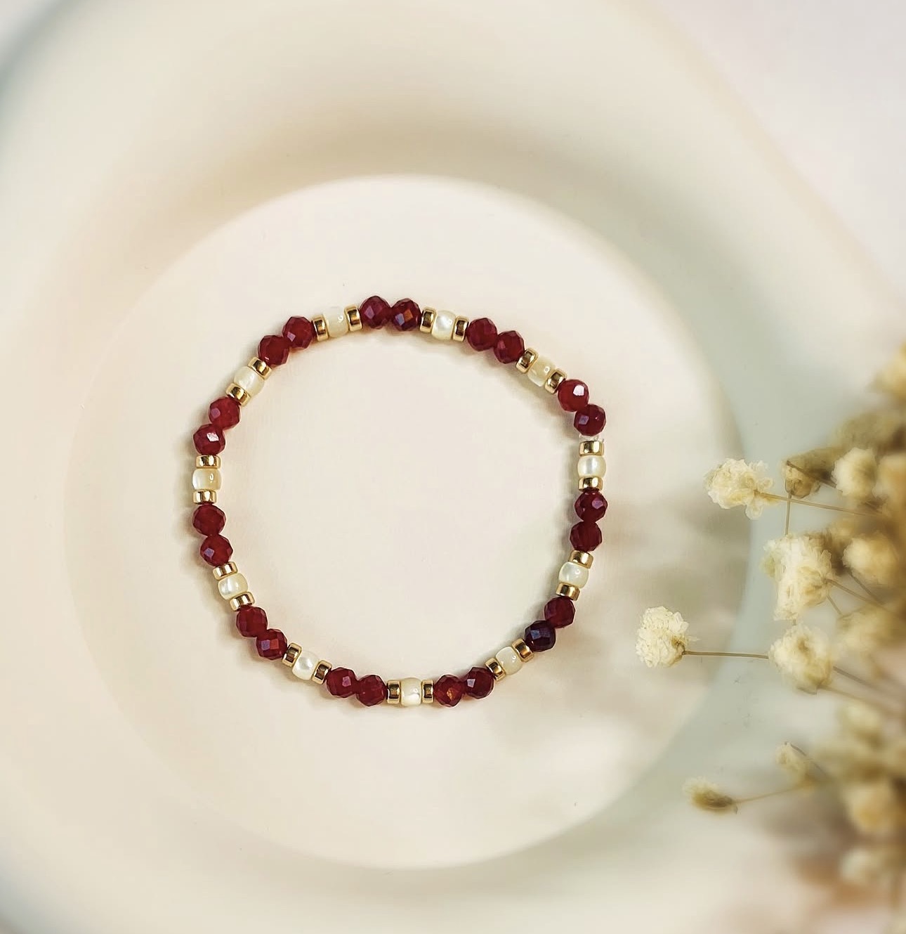 Ruby & Sea Shell Harmony Bracelet