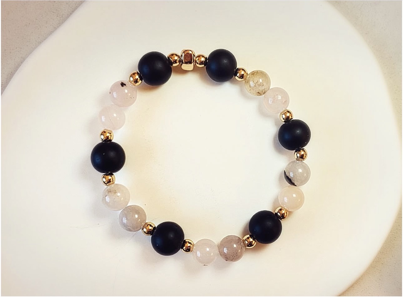 Black Onyx & Blush Agate Harmony Bracelet