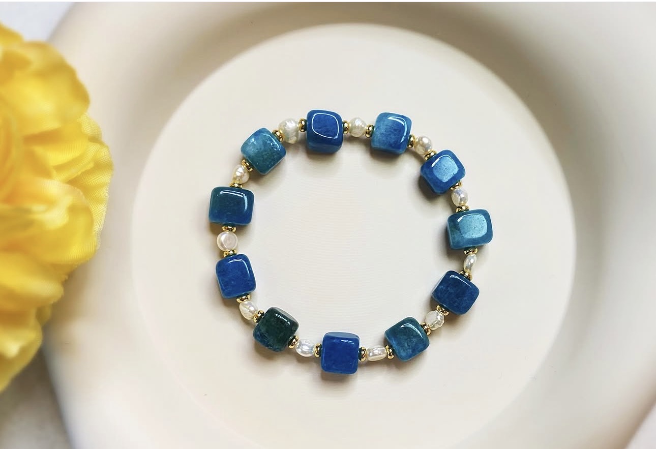 Blue Apatite & Pearls Harmony Bracelet