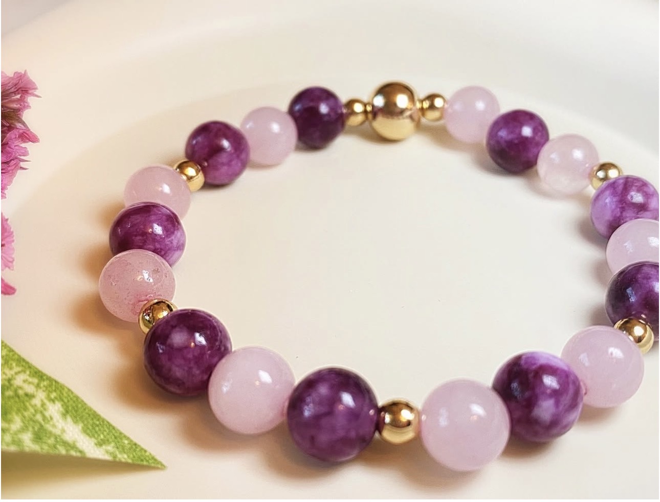 Purple Spodumene & Rose Quartz Harmony Bracelet photo 2
