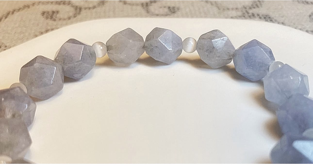 Aquamarine & White Cat Eye Harmony Bracelet photo 2