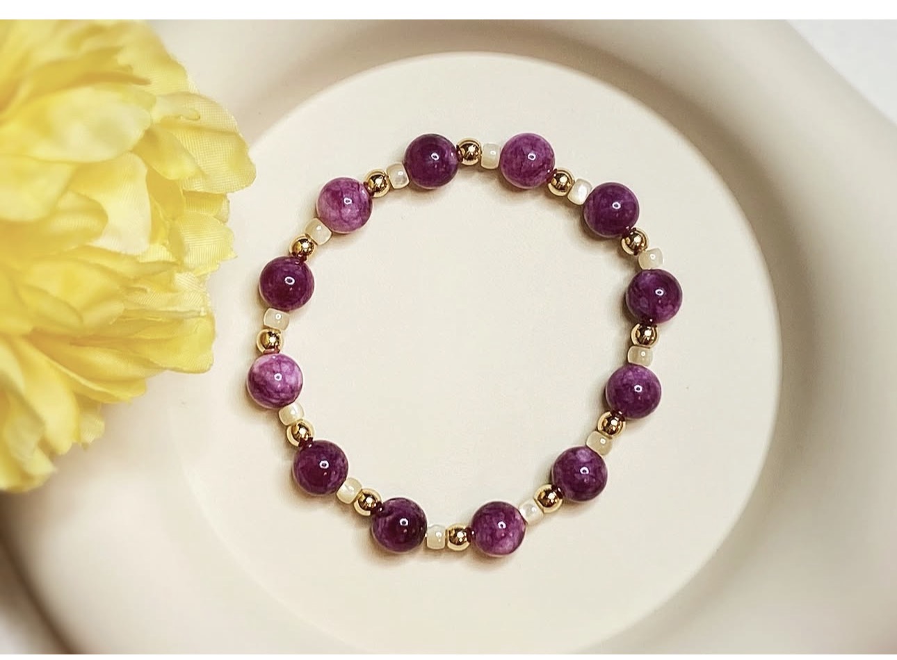 Purple Spodumene & Sea Shell Harmony Bracelet photo 2