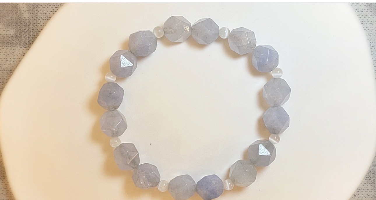 Aquamarine & White Cat Eye Harmony Bracelet