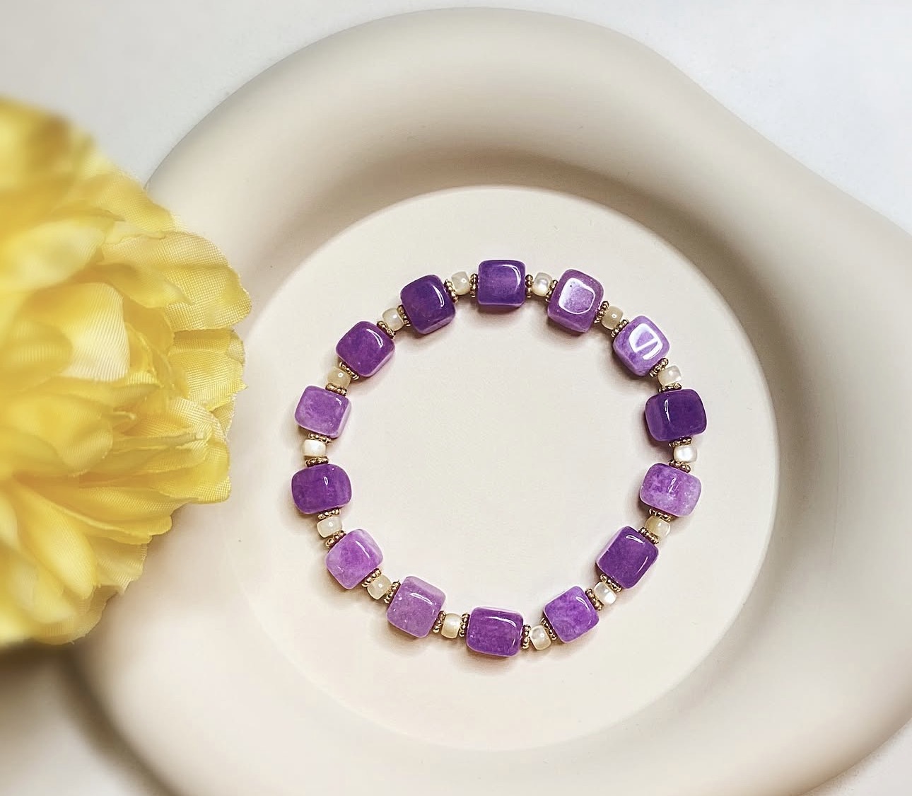 Amethyst & Sea Shell Harmony Bracelet